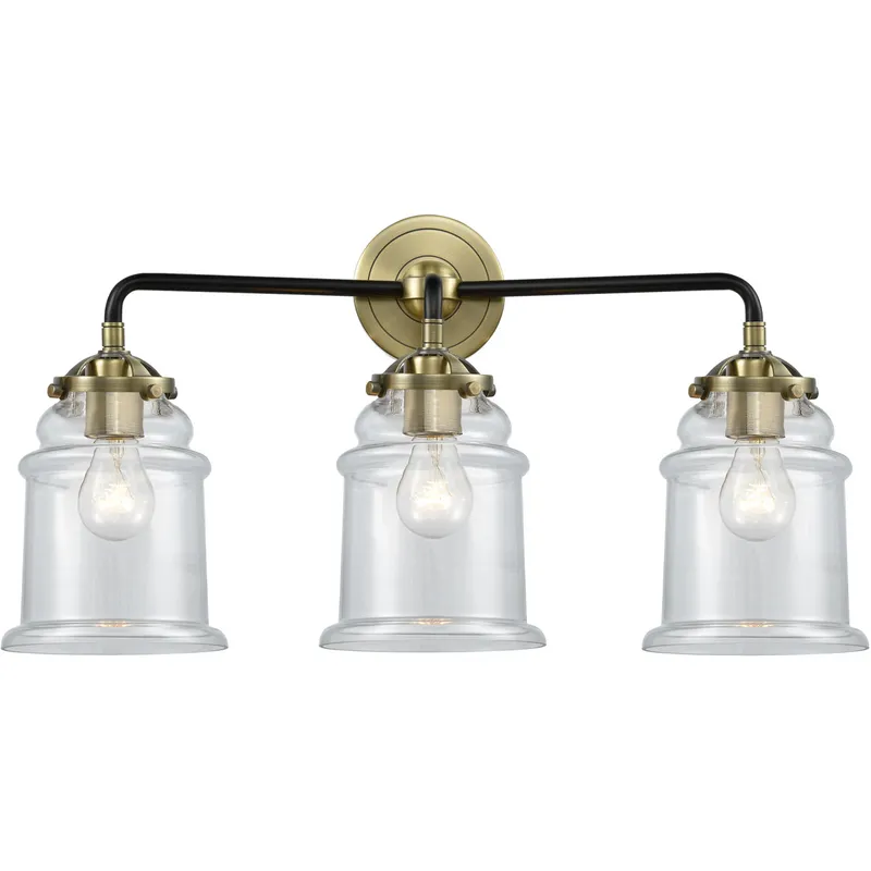 Nouveau Canton LED 24 inch Black Antique Brass Bath Vanity Light Wall Light in Clear Glass, Nouveau