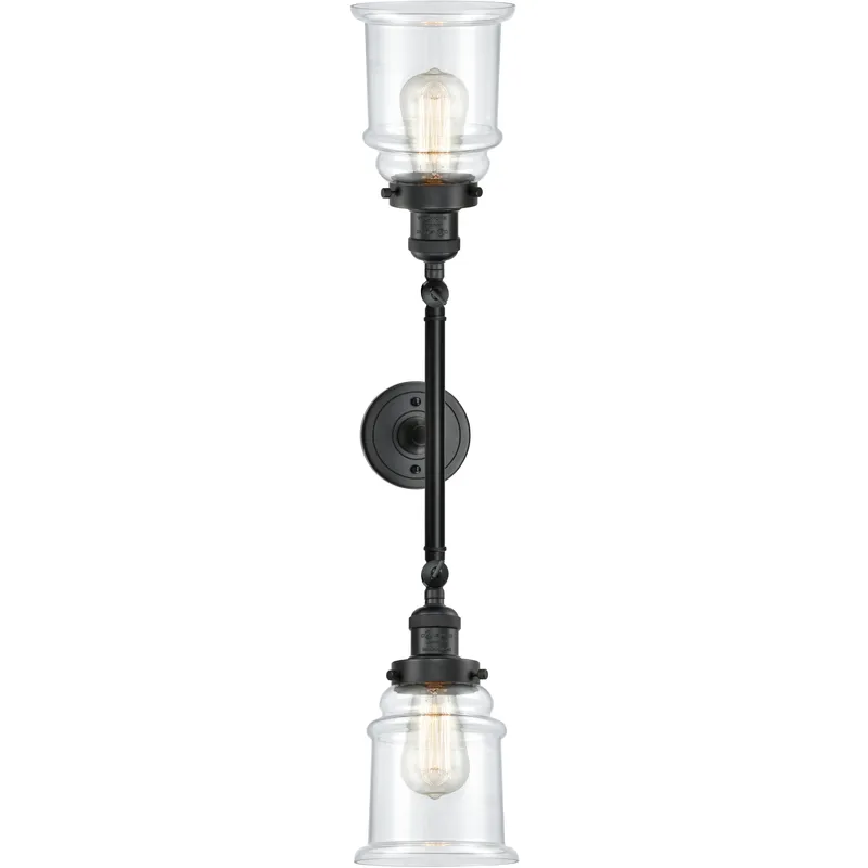 Franklin Restoration Canton 2 Light 17 inch Matte Black Bath Vanity Light Wall Light in Clear Glass, Franklin Restoration