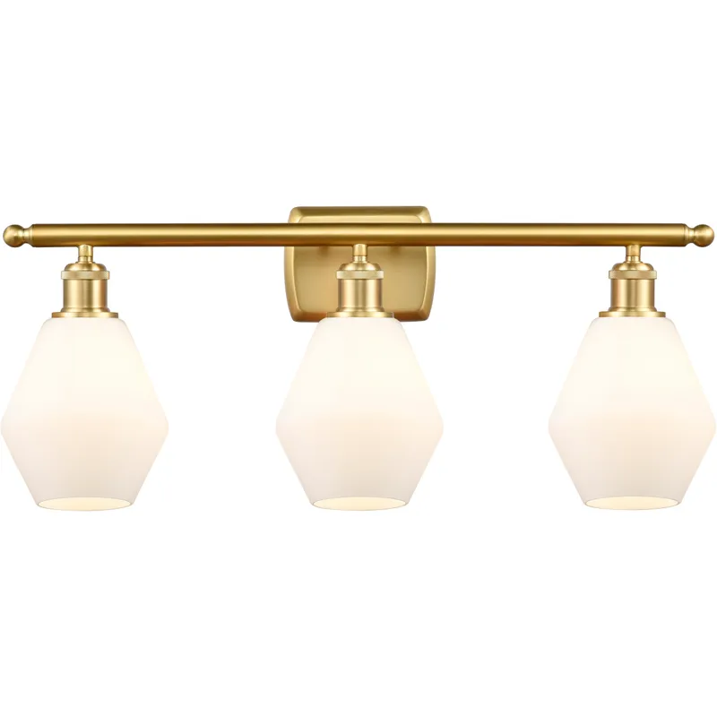 Ballston Cindyrella 3 Light 26 inch Satin Gold Bath Vanity Light Wall Light in Incandescent, Matte White Glass