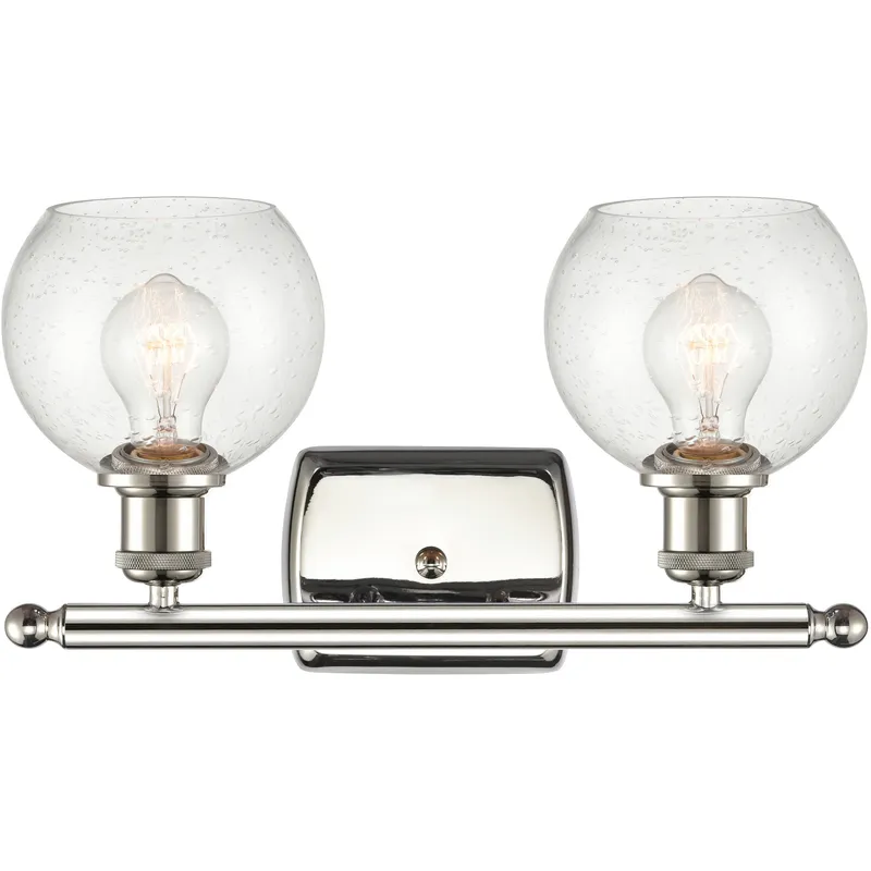 Ballston Athens 2 Light 16 inch Polished Nickel Bath Vanity Light Wall Light in Seedy Glass