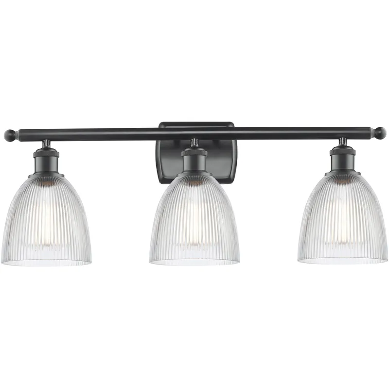 Ballston Castile 3 Light 26 inch Matte Black Bath Vanity Light Wall Light in Clear Glass, Ballston