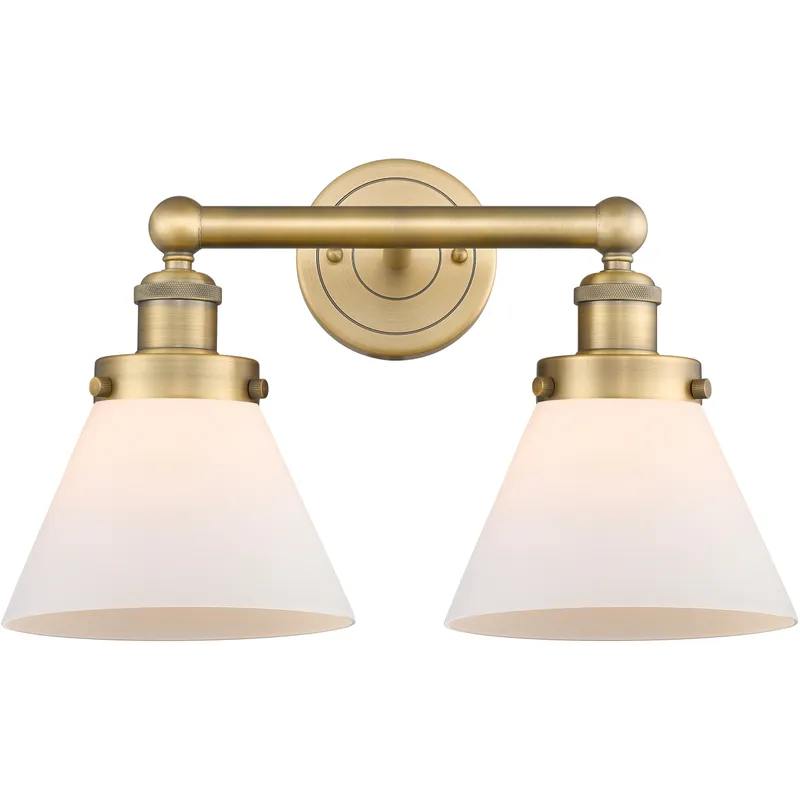 Cone 2 Light 16.75 inch Brushed Brass Bath Vanity Light Wall Light in Matte White