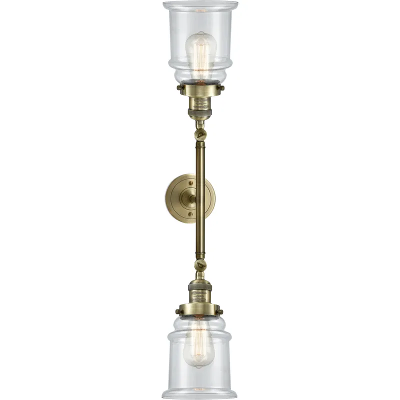 Franklin Restoration Canton 2 Light 17 inch Antique Brass Bath Vanity Light Wall Light in Incandescent, Clear Glass, Franklin Restoration