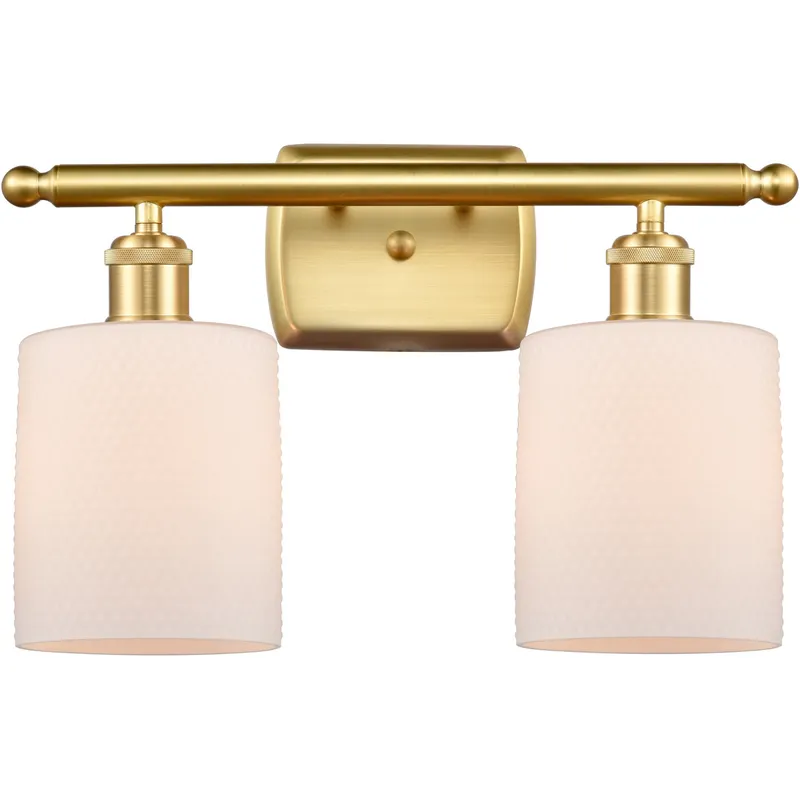 Ballston Cobbleskill LED 16 inch Satin Gold Bath Vanity Light Wall Light in Matte White Glass, Ballston