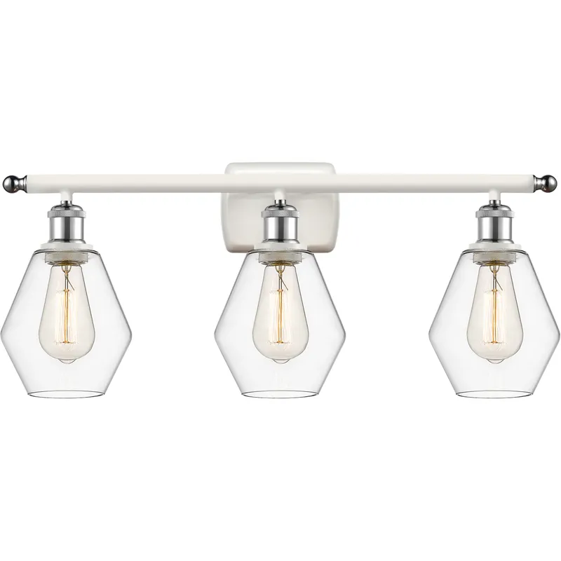 Ballston Cindyrella 3 Light 26 inch White and Polished Chrome Bath Vanity Light Wall Light in Incandescent, Clear Glass