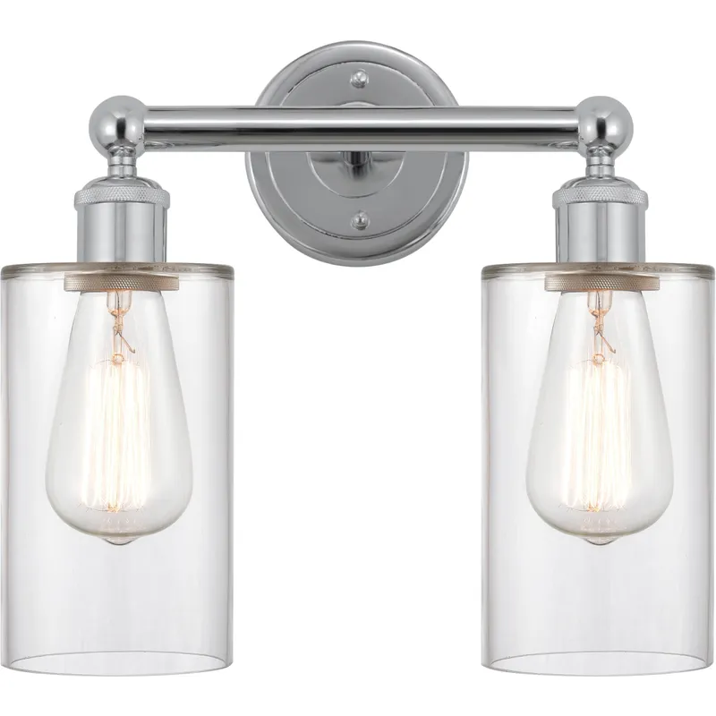 Edison Clymer 2 Light 13 inch Polished Chrome Bath Vanity Light Wall Light in Clear Glass