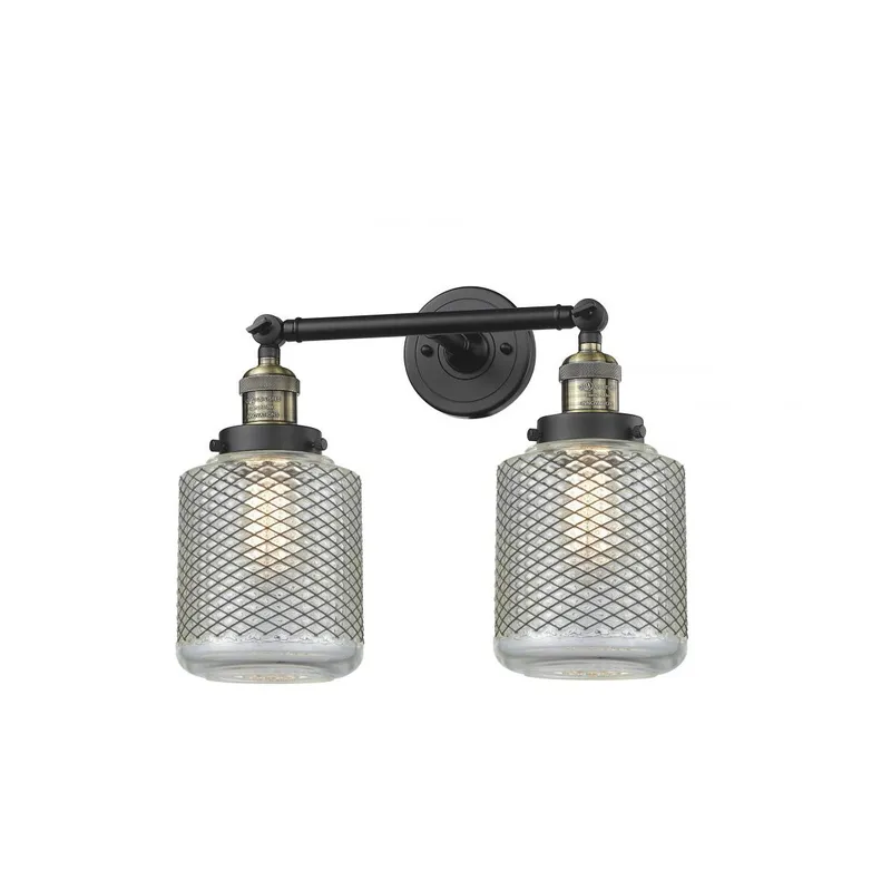 Franklin Restoration Stanton 2 Light 16 inch Black Antique Brass Bath Vanity Light Wall Light, Franklin Restoration