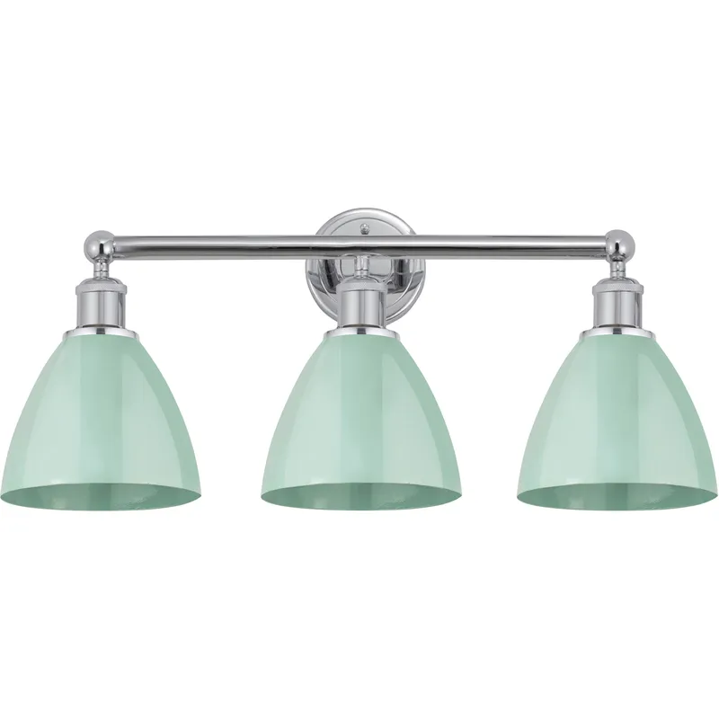 Plymouth Dome 3 Light 25.5 inch Polished Chrome Bath Vanity Light Wall Light in Seafoam