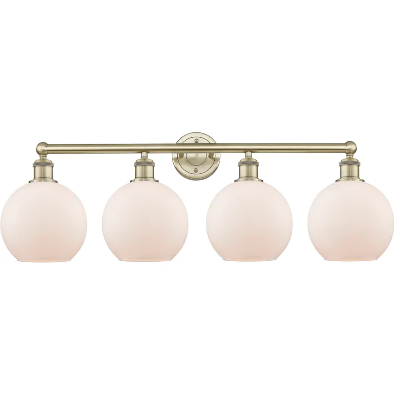 Athens 4 Light 35 inch Antique Brass Bath Vanity Light Wall Light in Matte White