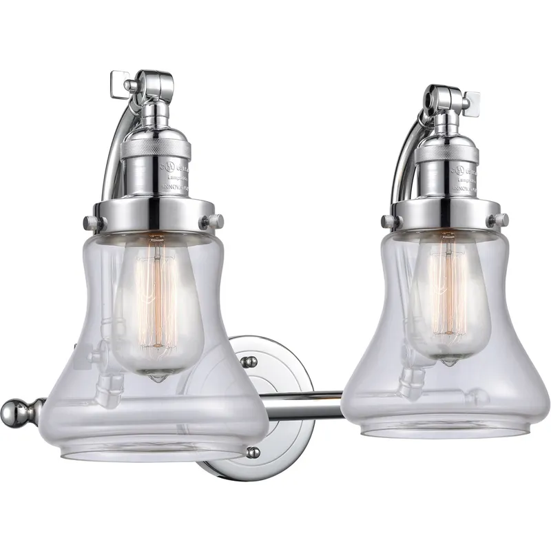 Franklin Restoration Bellmont 2 Light 18 inch Polished Chrome Bath Vanity Light Wall Light in Clear Glass, Franklin Restoration