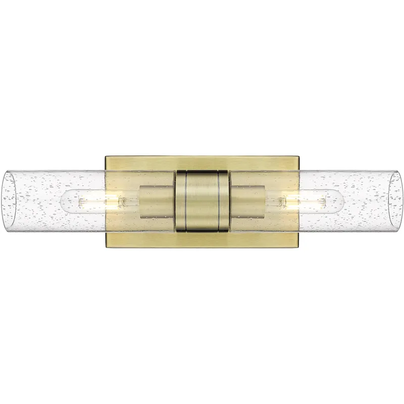Ballston Urban 2 Light 18 inch Antique Brass Bath Vanity Light Wall Light in Seedy Glass