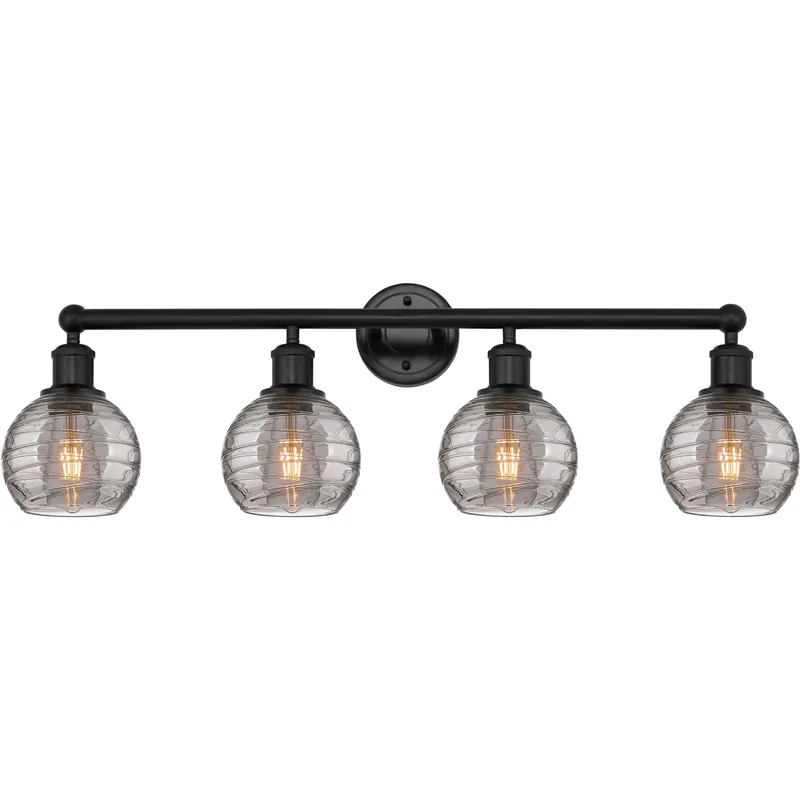 Edison Athens Deco Swirl 4 Light 32.88 inch Matte Black Bath Vanity Light Wall Light