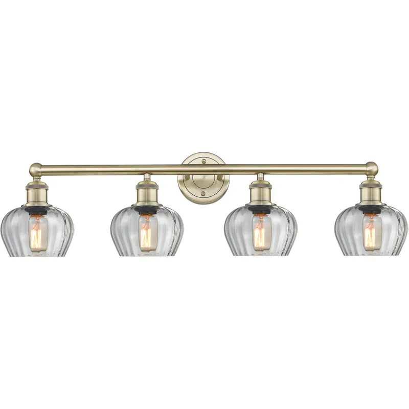 Fenton 4 Light 33.5 inch Antique Brass Bath Vanity Light Wall Light in Clear