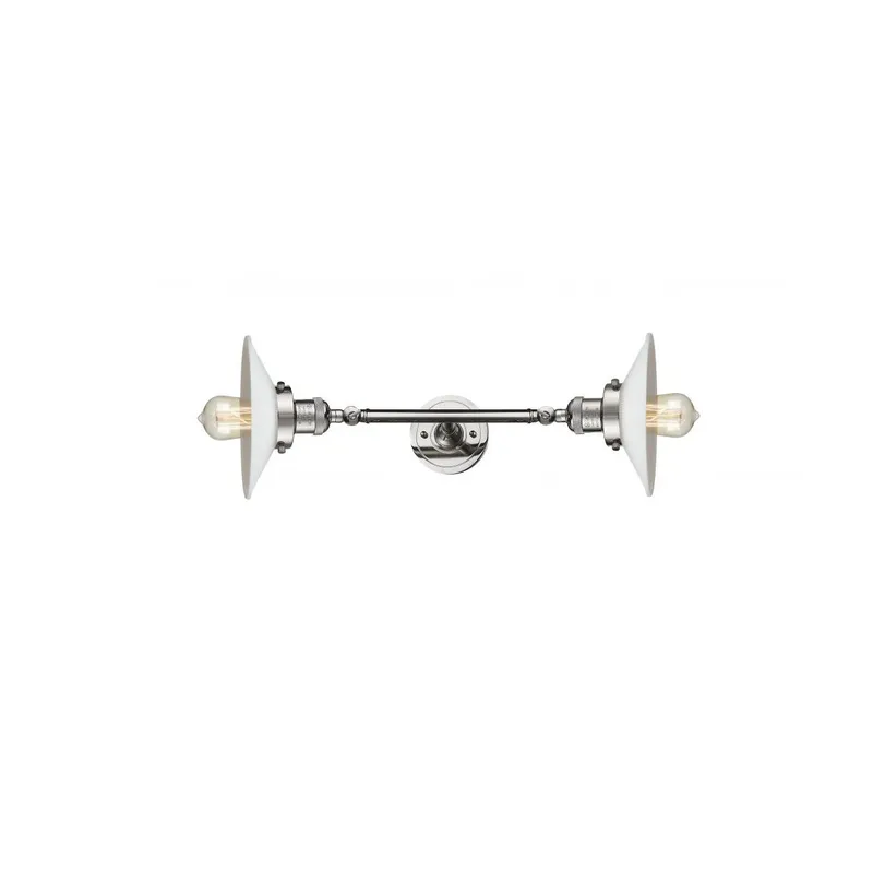 Franklin Restoration Halophane LED 9 inch Polished Nickel Bath Vanity Light Wall Light in Matte White Halophane Glass, Franklin Restoration