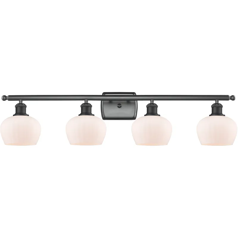 Ballston Fenton LED 36 inch Matte Black Bath Vanity Light Wall Light in Matte White Glass, Ballston