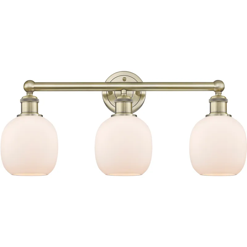 Belfast 3 Light 24 inch Antique Brass Bath Vanity Light Wall Light in Matte White