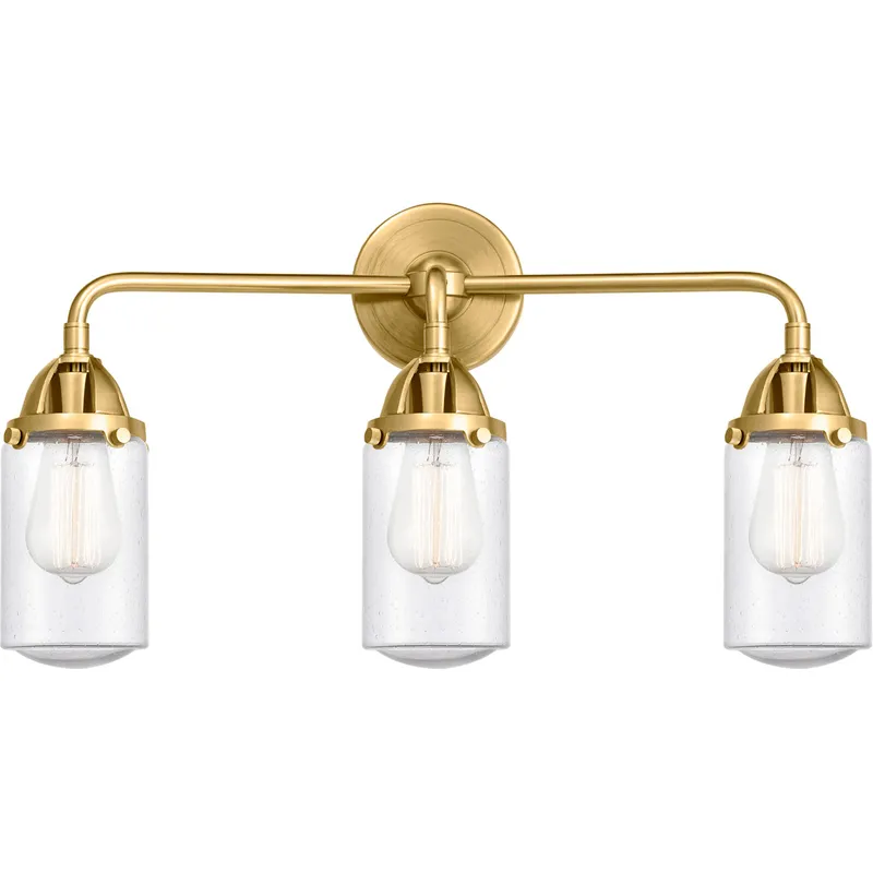 Nouveau 2 Dover LED 23 inch Satin Gold Bath Vanity Light Wall Light in Seedy Glass