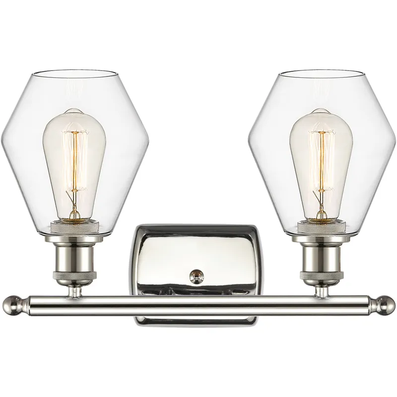 Ballston Cindyrella 2 Light 16 inch Polished Nickel Bath Vanity Light Wall Light in Incandescent, Clear Glass