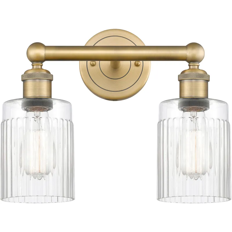 Hadley 2 Light 13.5 inch Brushed Brass Bath Vanity Light Wall Light in Clear