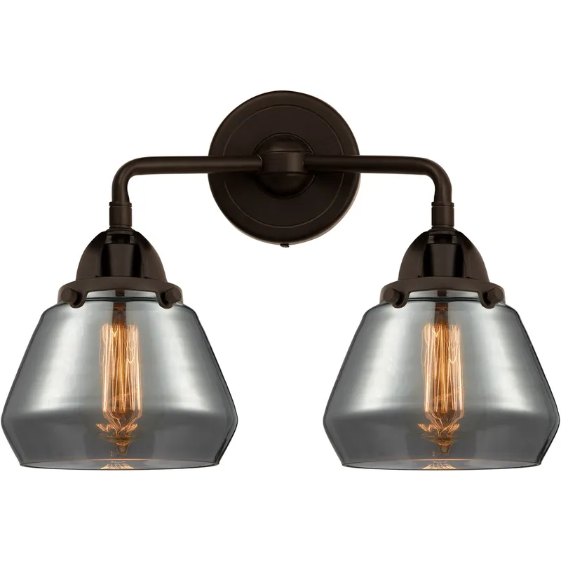 Nouveau 2 Fulton LED 14.75 inch Oil Rubbed Bronze Bath Vanity Light Wall Light in Plated Smoke Glass