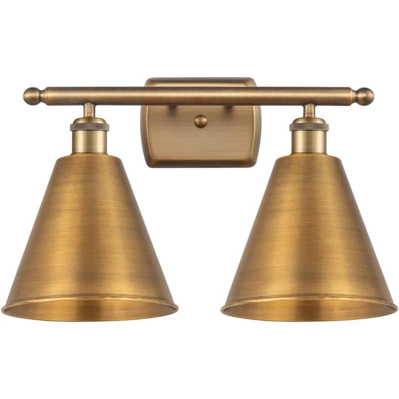 Ballston Cone 2 Light 18 inch Brushed Brass Bath Vanity Light Wall Light
