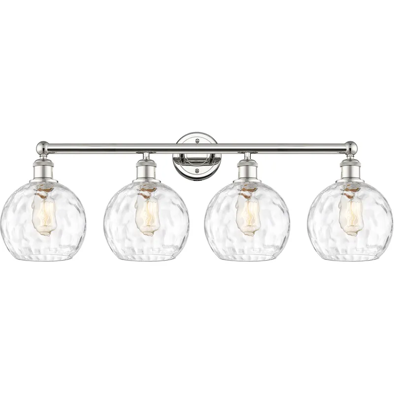 Athens Water Glass 4 Light 35 inch Polished Nickel Bath Vanity Light Wall Light in Clear Glass