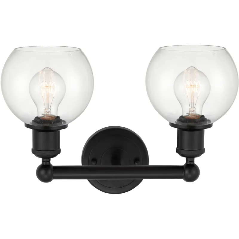Edison Athens 2 Light 15 inch Matte Black Bath Vanity Light Wall Light in Clear Glass