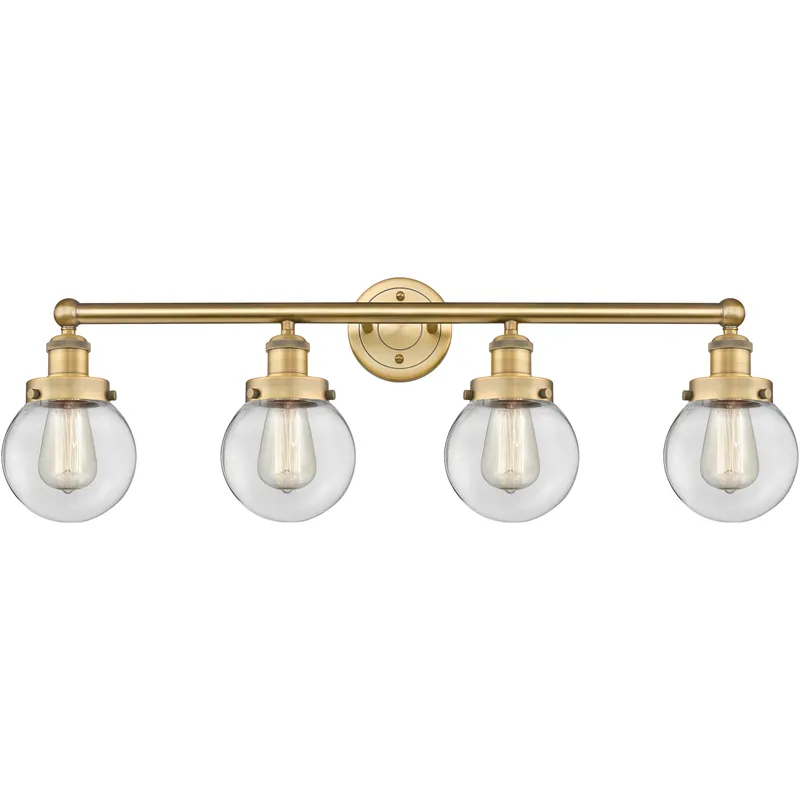 Beacon 4 Light 33.5 inch Brushed Brass Bath Vanity Light Wall Light in Clear