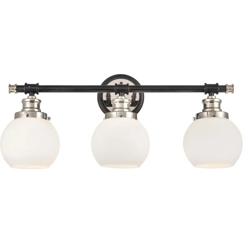 Saybrook LED 24.25 inch Black Polished Nickel Bath Vanity Light Wall Light in Matte White Glass