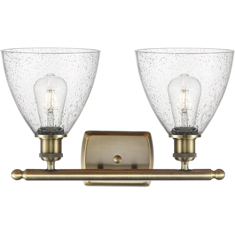 Ballston Ballston Dome LED 18 inch Antique Brass Bath Vanity Light Wall Light in Seedy Glass