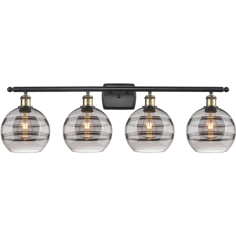 Ballston Rochester 4 Light 38 inch Black Antique Brass Bath Vanity Light Wall Light