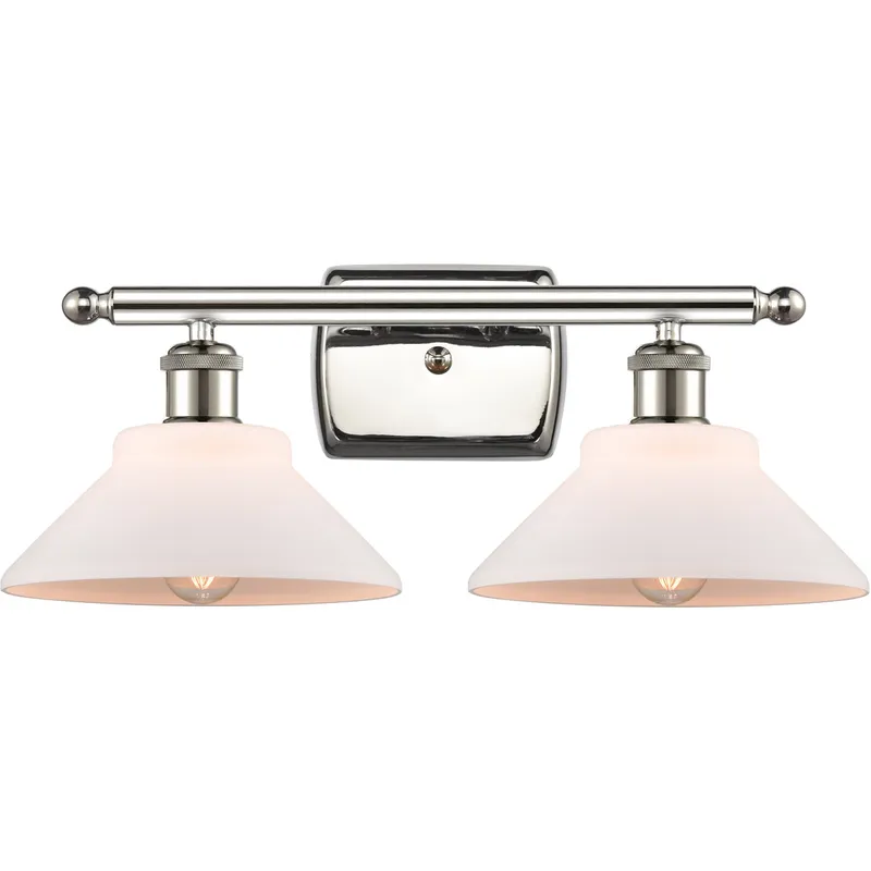 Ballston Orwell 2 Light 18 inch Polished Nickel Bath Vanity Light Wall Light in Matte White Glass, Ballston