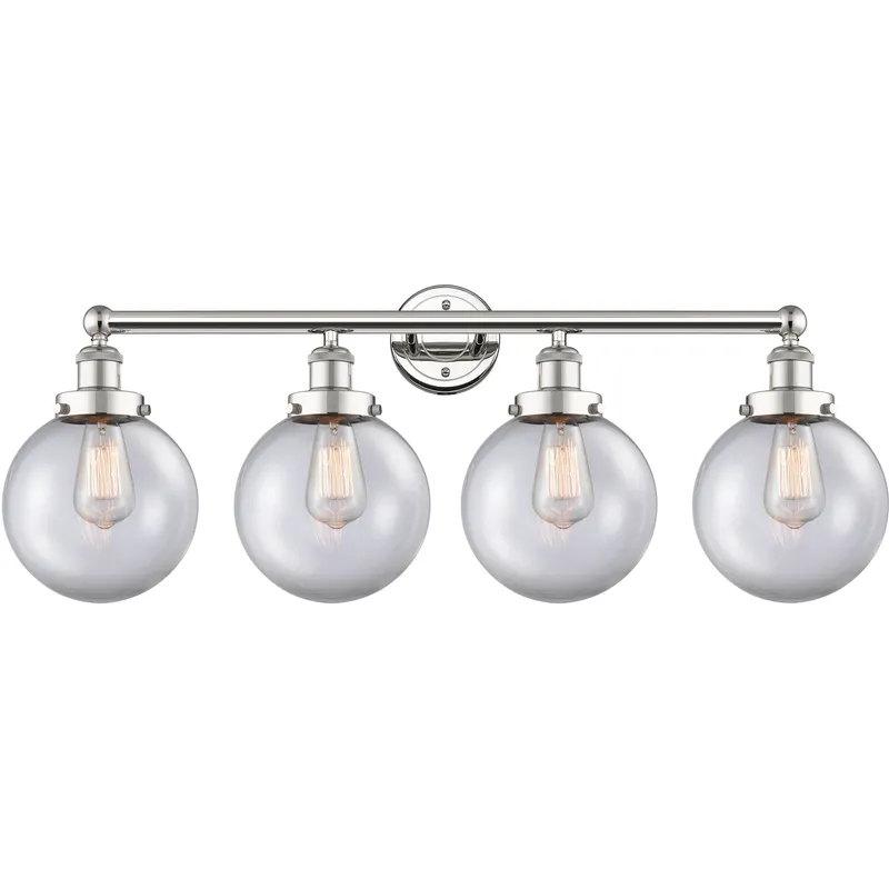 Beacon 4 Light 33.5 inch Polished Nickel Bath Vanity Light Wall Light in Clear