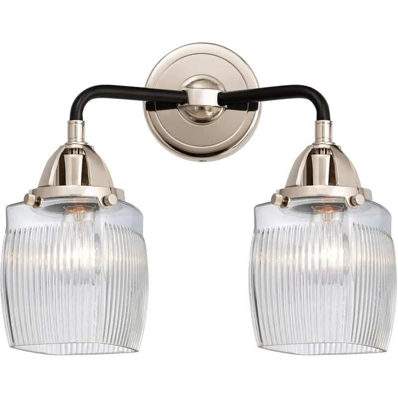 Nouveau 2 Colton 2 Light 14 inch Black Polished Nickel Bath Vanity Light Wall Light