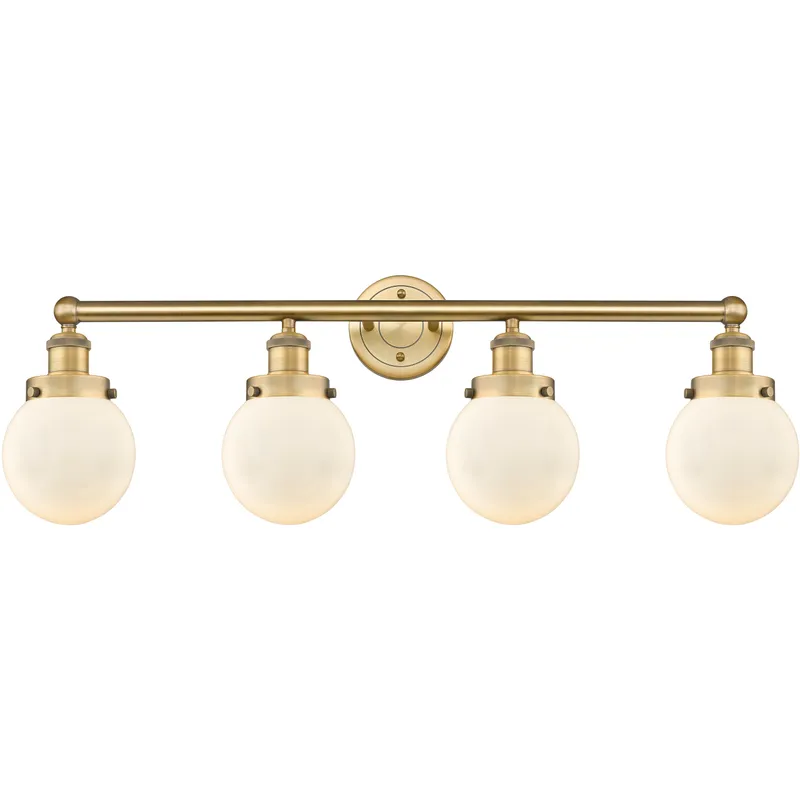 Beacon 4 Light 33.5 inch Brushed Brass Bath Vanity Light Wall Light in Matte White