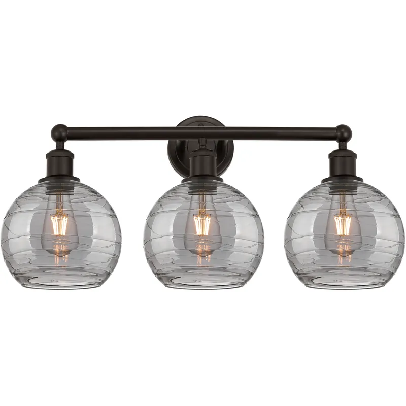 Edison Athens Deco Swirl 3 Light 26 inch Oil Rubbed Bronze Bath Vanity Light Wall Light