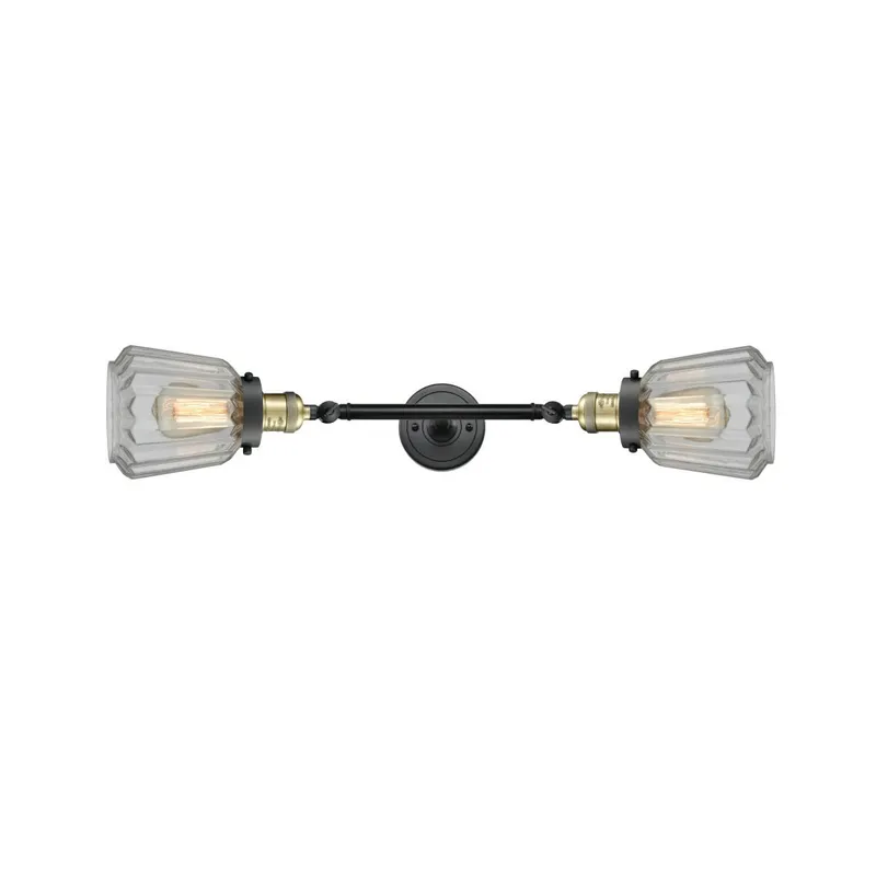 Franklin Restoration Chatham 2 Light 6 inch Black Antique Brass Bath Vanity Light Wall Light in Clear Glass, Franklin Restoration