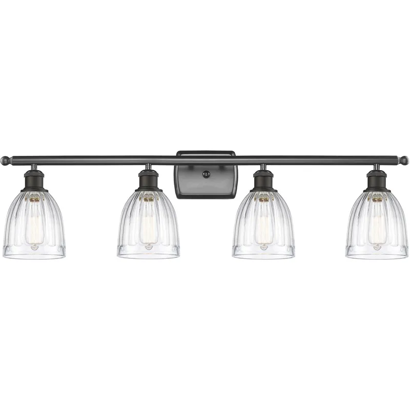 Ballston Brookfield 4 Light 36 inch Oil Rubbed Bronze Bath Vanity Light Wall Light in Clear Glass, Ballston