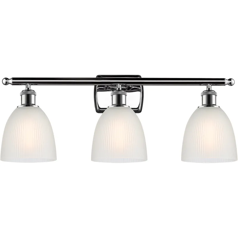Ballston Castile 3 Light 26 inch Polished Chrome Bath Vanity Light Wall Light in White Glass, Ballston