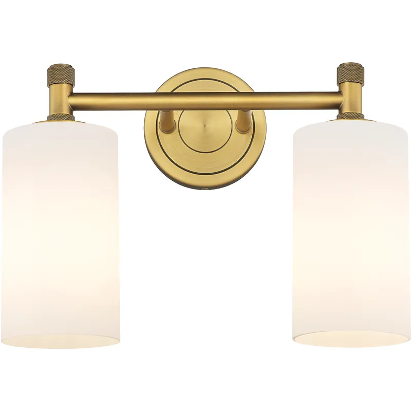 Downtown Urban Crown Point 2 Light 13.88 inch Brushed Brass Bath Vanity Light Wall Light in Matte White