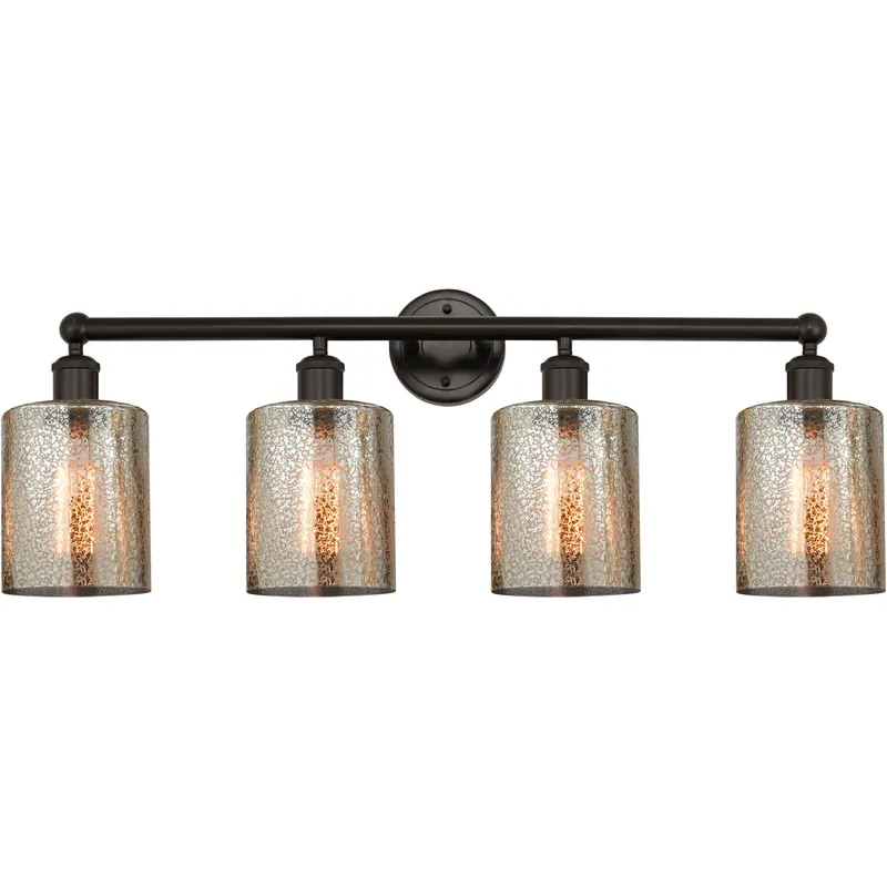 Edison Cobbleskill 4 Light 32 inch Oil Rubbed Bronze Bath Vanity Light Wall Light in Mercury Glass