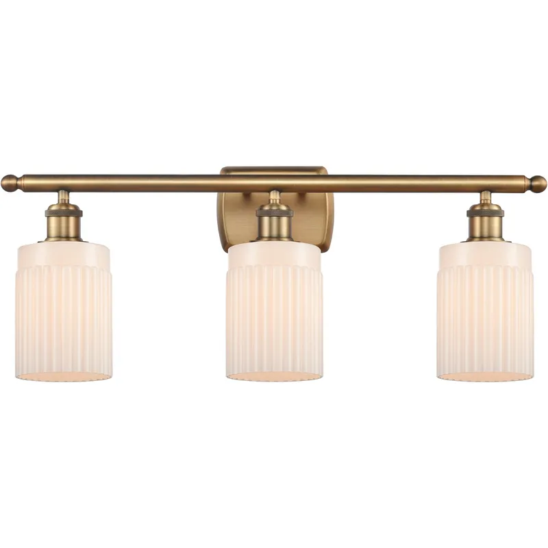 Ballston Hadley 3 Light 26 inch Brushed Brass Bath Vanity Light Wall Light in Matte White Glass, Ballston