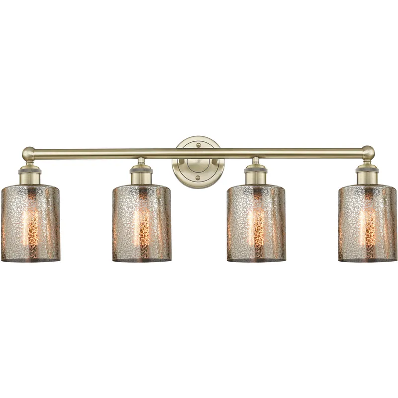 Cobbleskill 4 Light 32 inch Antique Brass Bath Vanity Light Wall Light in Mercury