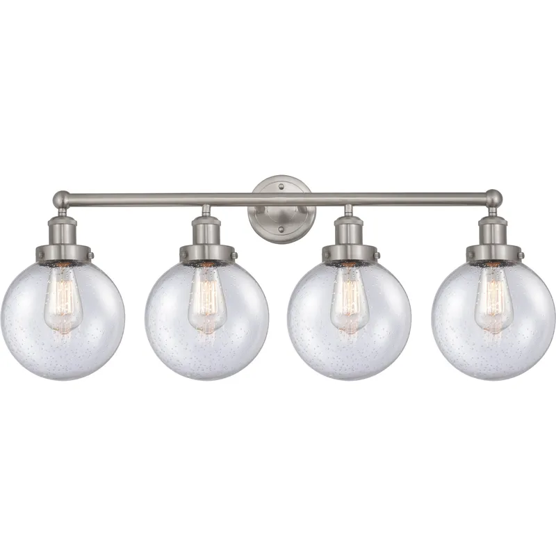 Beacon 4 Light 33.5 inch Brushed Satin Nickel Bath Vanity Light Wall Light
