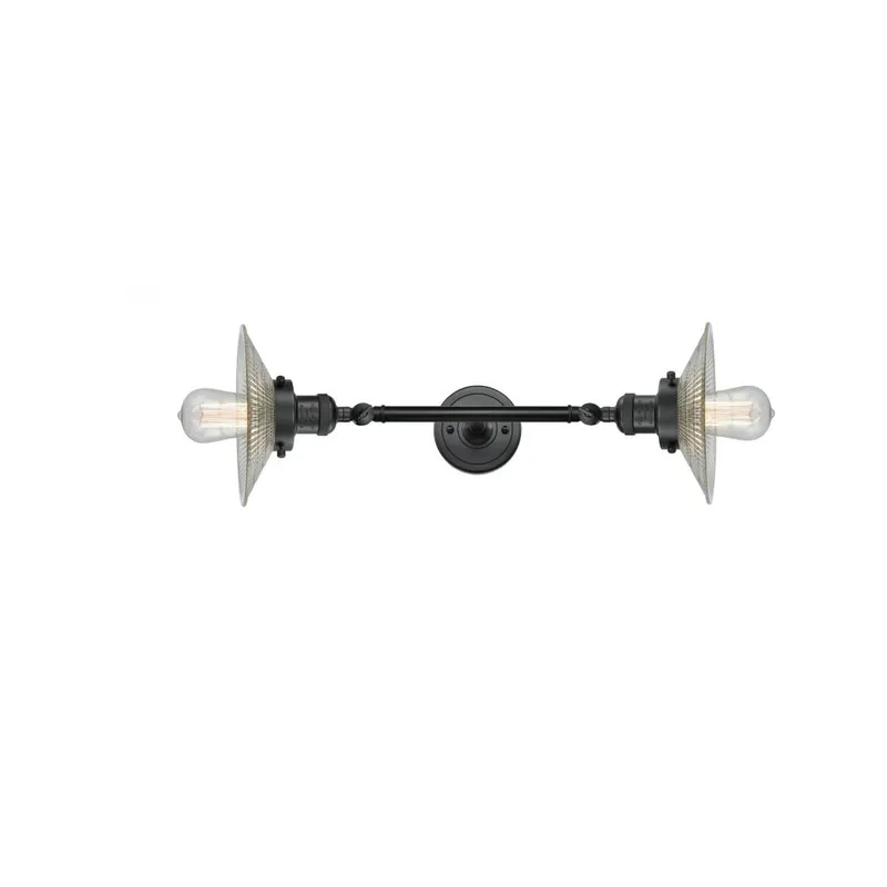 Franklin Restoration Halophane LED 9 inch Matte Black Bath Vanity Light Wall Light in Clear Halophane Glass, Franklin Restoration