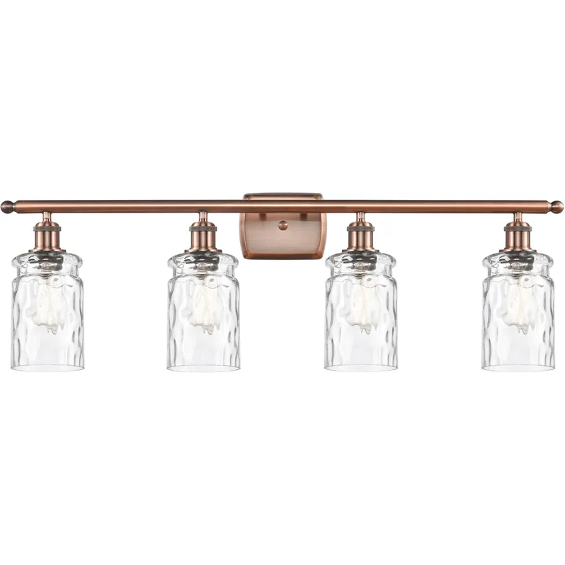 Ballston Candor 4 Light 36 inch Antique Copper Bath Vanity Light Wall Light in Clear Waterglass, Ballston
