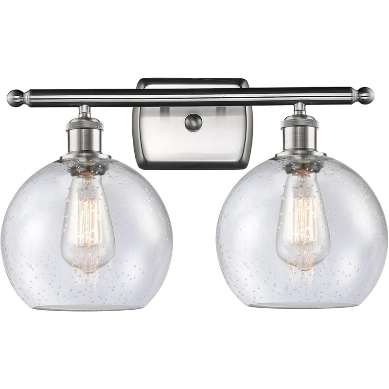 Ballston Athens LED 18 inch Brushed Satin Nickel Bath Vanity Light Wall Light in Seedy Glass