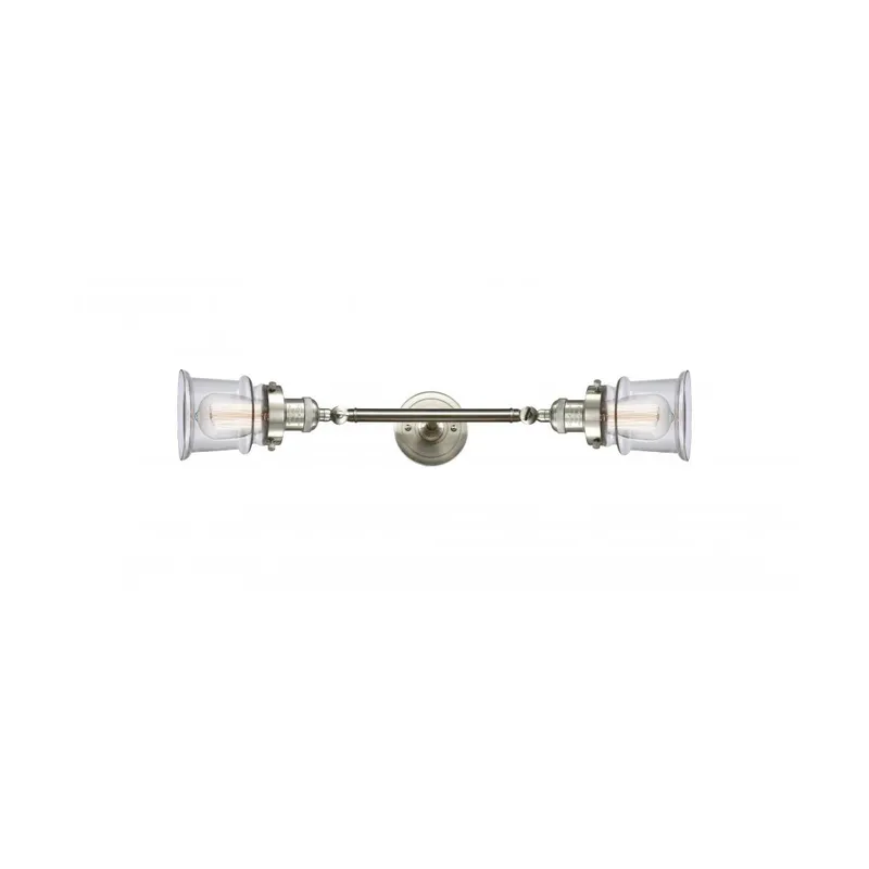 Franklin Restoration Small Canton 2 Light 6 inch Brushed Satin Nickel Bath Vanity Light Wall Light in Clear Glass, Franklin Restoration