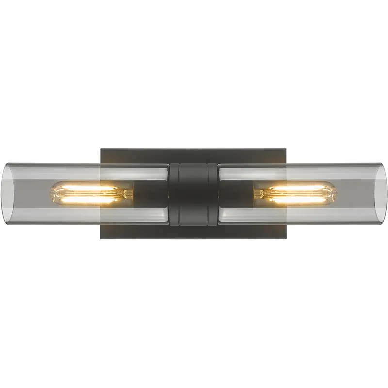 Ballston Urban 2 Light 18 inch Matte Black Bath Vanity Light Wall Light in Light Smoke Glass