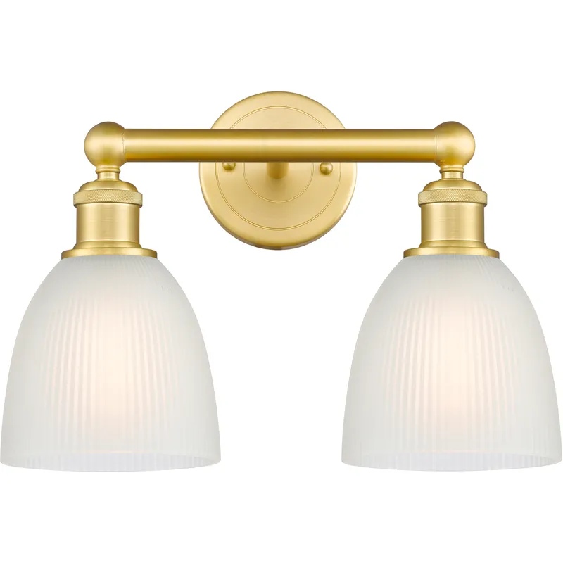 Castile 2 Light 15 inch Satin Gold Bath Vanity Light Wall Light in White